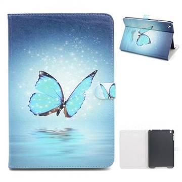 Blue Butterfly Folio Stand Leather Protective Case for iPad Mini / iPad Mini 2 / iPad Mini 3