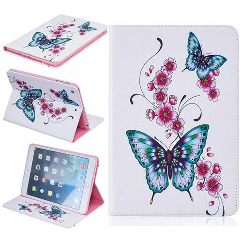 Peach Butterflies Folio Stand Leather Wallet Case for iPad Mini 1 2 3