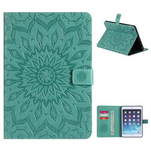 Embossing Sunflower Leather Flip Cover for iPad Mini 1 2 3 - Green