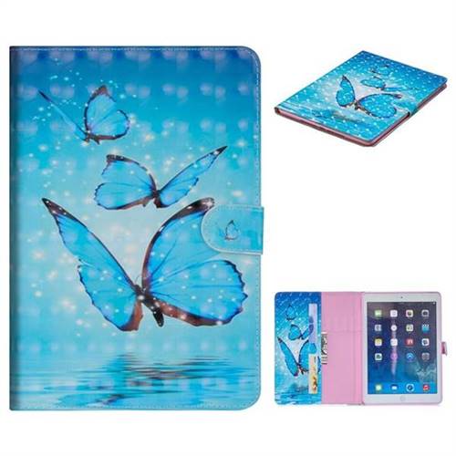 Blue Sea Butterflies 3D Painted Leather Tablet Wallet Case for iPad Mini 1 2 3
