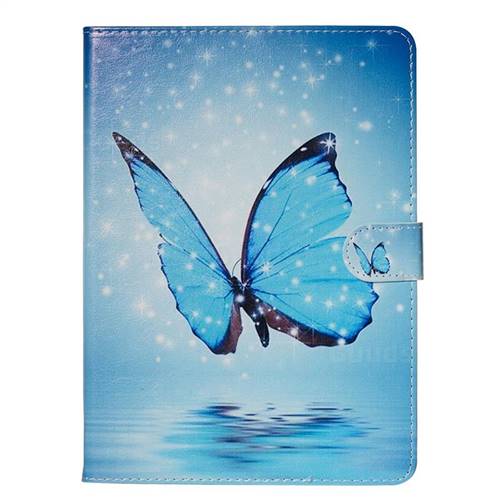 Leather Case for iPad Mini 5,QFFUN Glitter Pattern Blue Butterfly Ultra Thin Lightweight Magnetic Closure Stand Folio Tablet Cover Shockproof Protective Case and Stylus Pen 