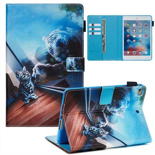 Mirror Cat Matte Leather Wallet Tablet Case for iPad Mini 1 2 3