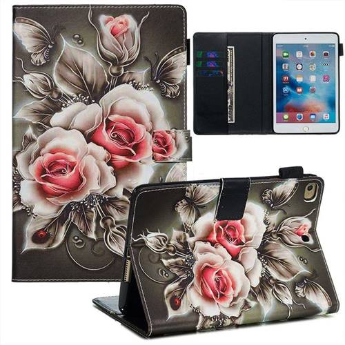 Black Rose Matte Leather Wallet Tablet Case for iPad Mini 1 2 3