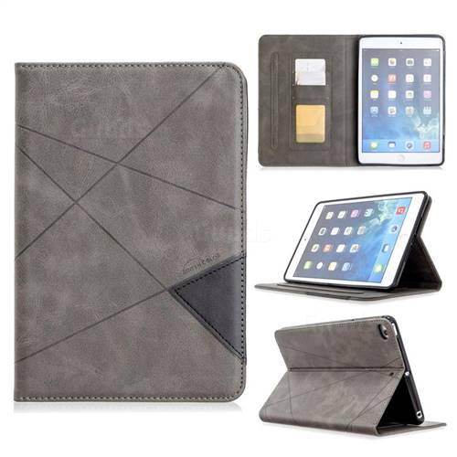 Binfen Color Prismatic Slim Magnetic Sucking Stitching Wallet Flip Cover for iPad Mini 1 2 3 - Gray