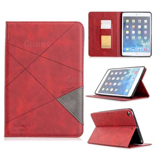 Binfen Color Prismatic Slim Magnetic Sucking Stitching Wallet Flip Cover for iPad Mini 1 2 3 - Red