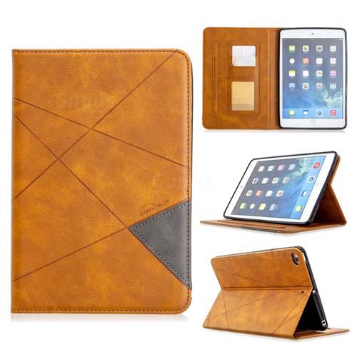 Binfen Color Prismatic Slim Magnetic Sucking Stitching Wallet Flip Cover for iPad Mini 1 2 3 - Yellow
