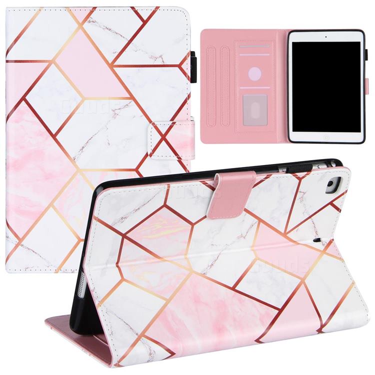 Pink White Stitching Color Marble Leather Flip Cover for Apple iPad Mini 1 2 3
