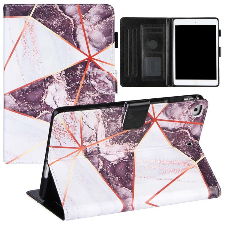 Black and White Stitching Color Marble Leather Flip Cover for Apple iPad Mini 1 2 3
