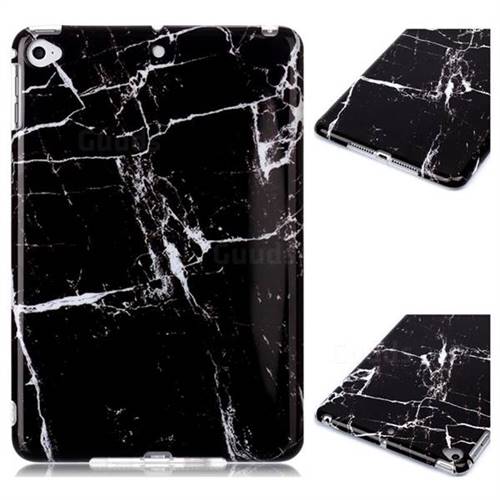 Black Stone Marble Clear Bumper Glossy Rubber Silicone Phone Case for iPad Mini 4