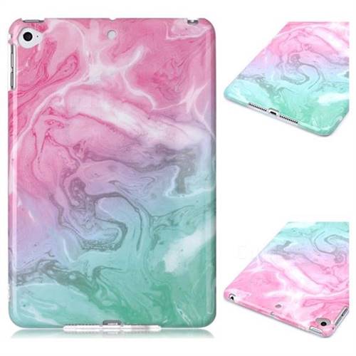 Pink Green Marble Clear Bumper Glossy Rubber Silicone Phone Case for iPad Mini 4
