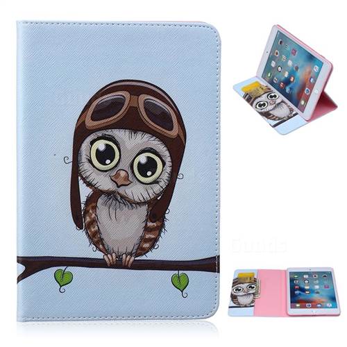 Owl Pilots Folio Stand Leather Wallet Case for iPad Mini 4