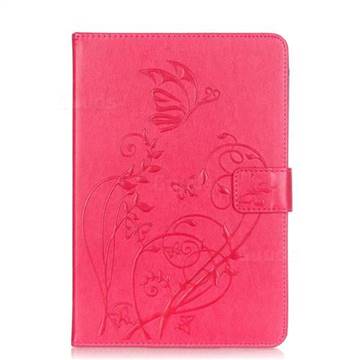 Embossing Butterfly Flower Leather Wallet Case for iPad Mini 4 - Rose