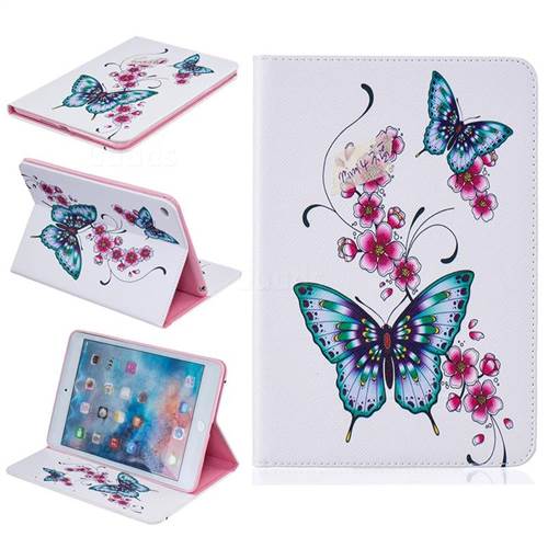 Peach Butterflies Folio Stand Leather Wallet Case for iPad Mini 4