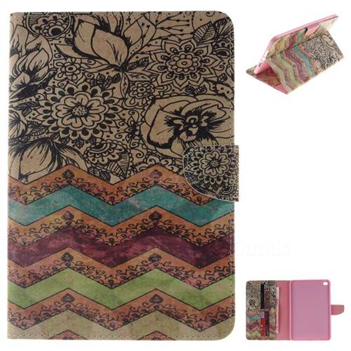 Wave Flower Painting Tablet Leather Wallet Flip Cover for iPad Mini 4