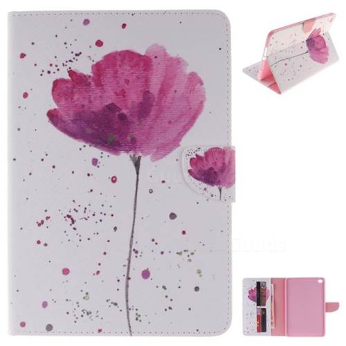 Purple Orchid Painting Tablet Leather Wallet Flip Cover for iPad Mini 4