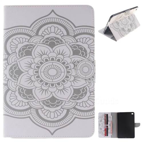 White Flowers Painting Tablet Leather Wallet Flip Cover for iPad Mini 4