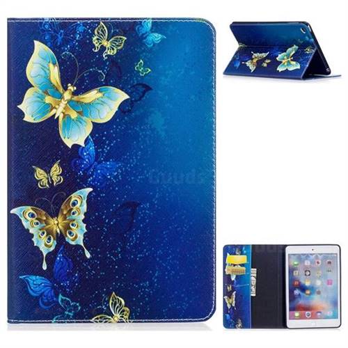 Golden Butterflies Folio Stand Leather Wallet Case for iPad Mini 4
