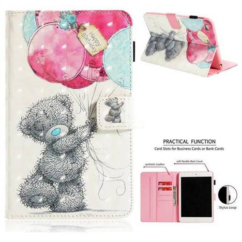 Gray Bear 3D Painted Leather Wallet Tablet Case for iPad Mini 4
