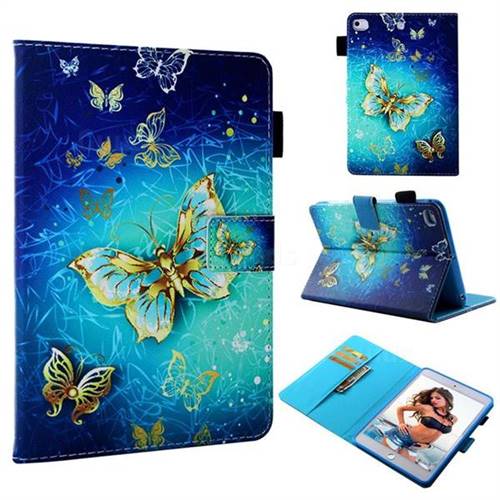 Gold Butterfly Folio Stand Leather Wallet Case for iPad Mini 4