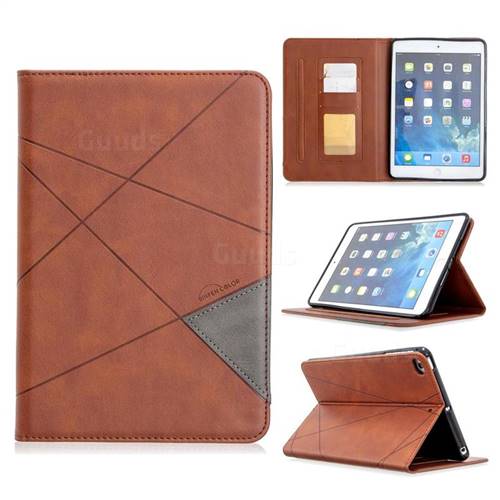 Binfen Color Prismatic Slim Magnetic Sucking Stitching Wallet Flip Cover for iPad Mini 4 - Brown