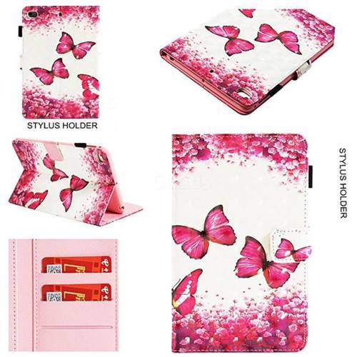 Rose Butterfly 3D Painted Leather Wallet Tablet Case for iPad Mini 5 Mini5
