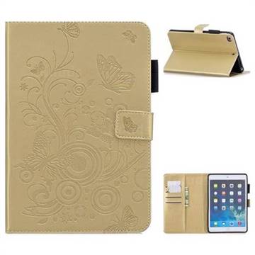Intricate Embossing Butterfly Circle Leather Wallet Case for iPad Mini 5 Mini5 - Champagne
