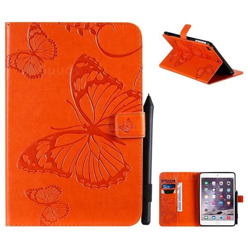 Embossing 3D Butterfly Leather Wallet Case for iPad Mini 5 Mini5 - Orange