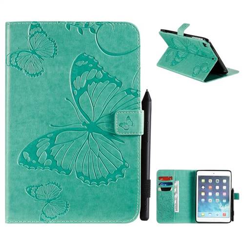 Embossing 3D Butterfly Leather Wallet Case for iPad Mini 5 Mini5 - Green