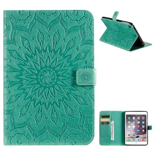 Embossing Sunflower Leather Flip Cover for iPad Mini 5 Mini5 - Green