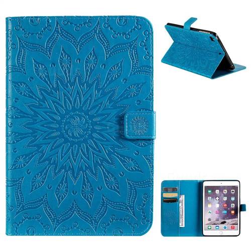 Embossing Sunflower Leather Flip Cover for iPad Mini 5 Mini5 - Blue