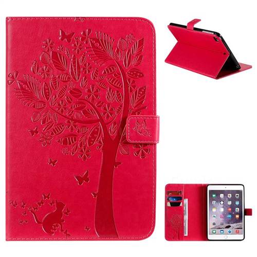 Embossing Butterfly Tree Leather Flip Cover for iPad Mini 5 Mini5 - Rose