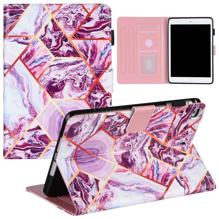Dream Purple Stitching Color Marble Leather Flip Cover for Apple iPad Mini 5 Mini5