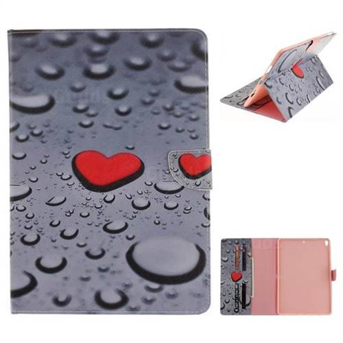 Heart Raindrop Painting Tablet Leather Wallet Flip Cover for iPad Pro 10.5