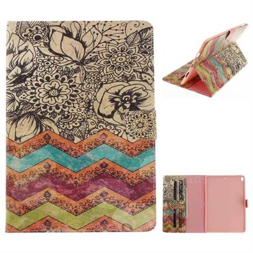 Wave Flower Painting Tablet Leather Wallet Flip Cover for iPad Pro 10.5