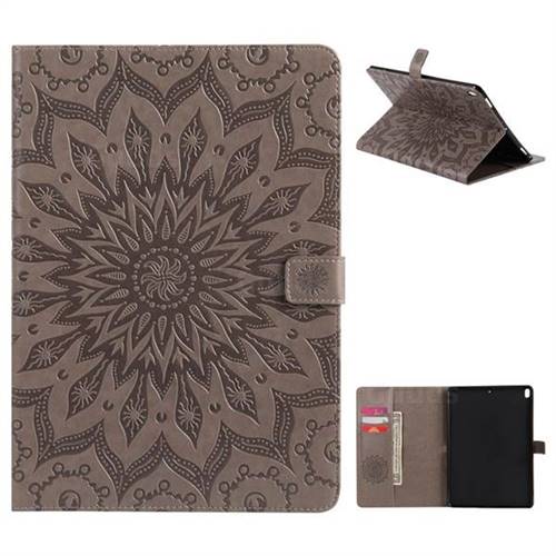 Embossing Sunflower Leather Flip Cover for iPad Pro 10.5 - Gray