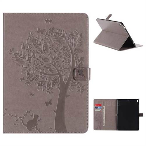 Embossing Butterfly Tree Leather Flip Cover for iPad Pro 10.5 - Grey