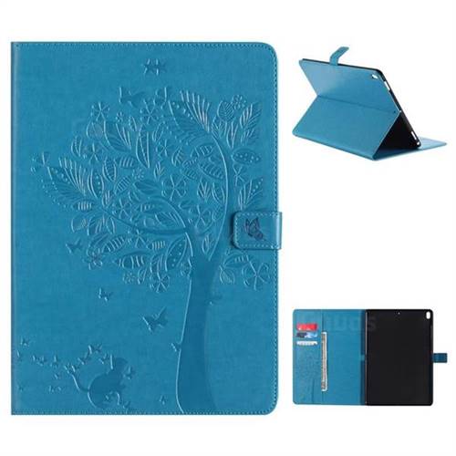 Embossing Butterfly Tree Leather Flip Cover for iPad Pro 10.5 - Blue