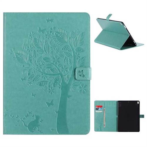 Embossing Butterfly Tree Leather Flip Cover for iPad Pro 10.5 - Cyan