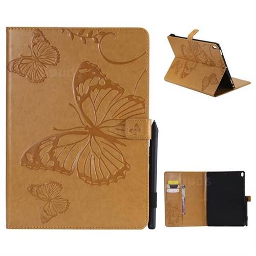 Embossing 3D Butterfly Leather Wallet Case for iPad Pro 10.5 - Yellow