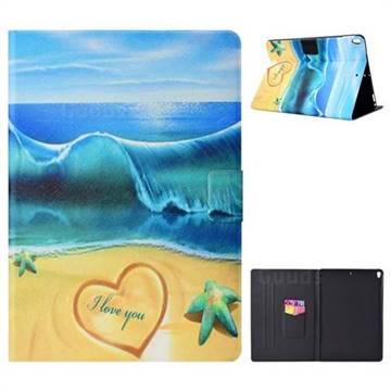 Blue Beach Stand Painted Tablet Leather Case for iPad Pro 10.5