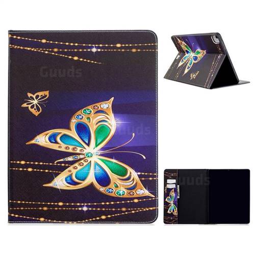 Golden Shining Butterfly Folio Stand Leather Wallet Case for Apple iPad Pro 12.9 (2020)