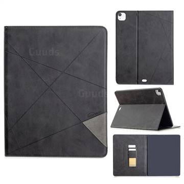 Binfen Color Prismatic Slim Magnetic Sucking Stitching Wallet Flip Cover for Apple iPad Pro 12.9 (2020) - Black