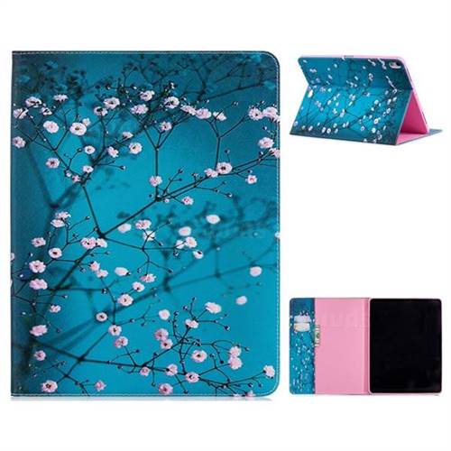 Blue Plum flower Folio Stand Leather Wallet Case for Apple iPad Pro 12.9 (2018)