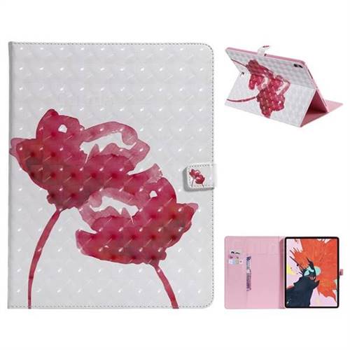 Red Rose 3D Painted Tablet Leather Wallet Case for Apple iPad Pro 12.9 (2018)