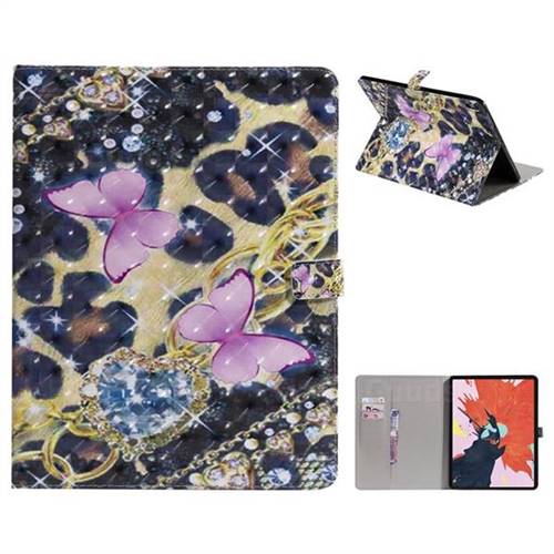 Violet Butterfly 3D Painted Tablet Leather Wallet Case for Apple iPad Pro 12.9 (2018)