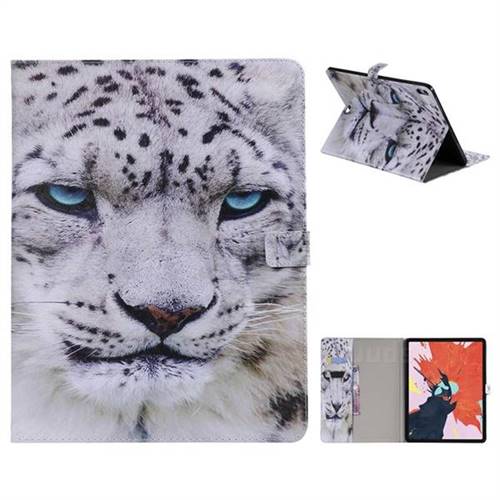 White Leopard Folio Flip Stand Leather Wallet Case for Apple iPad Pro 12.9 (2018)