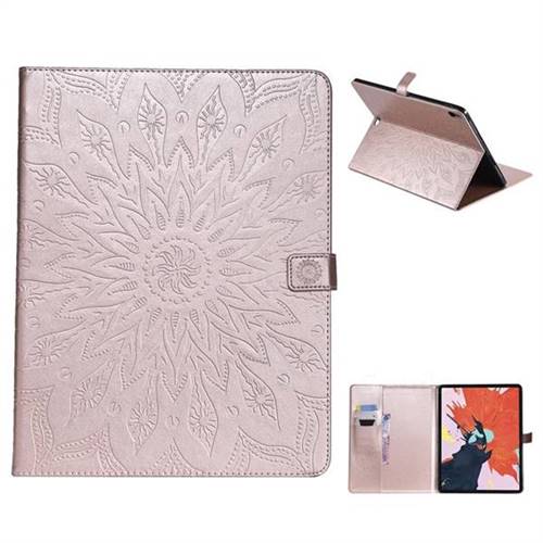 Embossing Sunflower Leather Flip Cover for Apple iPad Pro 12.9 (2018) - Rose Gold