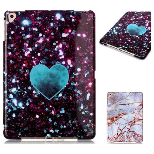 Glitter Green Heart Marble Clear Bumper Glossy Rubber Silicone Phone Case for iPad Pro 9.7 2016 9.7 inch
