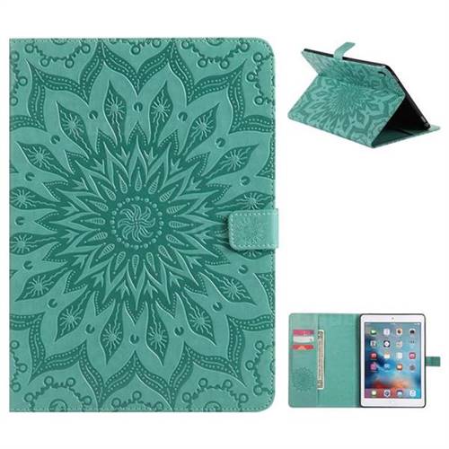 Embossing Sunflower Leather Flip Cover for iPad Pro 9.7 2016 9.7 inch - Green