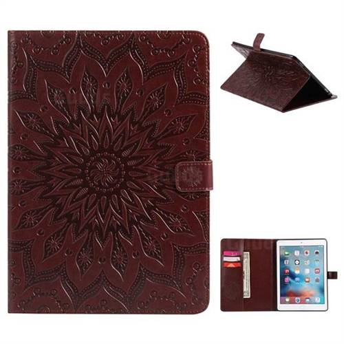 Embossing Sunflower Leather Flip Cover for iPad Pro 9.7 2016 9.7 inch - Brown